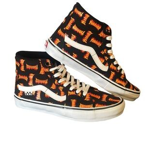 New Men’s size 9.5 Vans Red and Black Sneakers with Flame Design